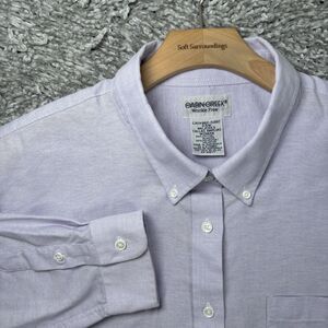 Cabin Creek Wrinkle Free Shirt Womens 24W Plus Purple Long Sleeve Preppy Button